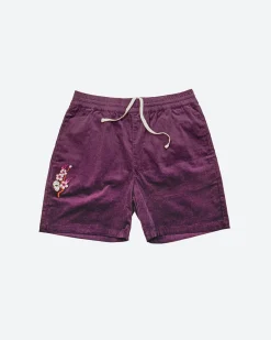 Dirty Ghetto Kids Fire Blossom Embroidered Corduroy Short| Bottoms