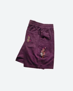 Dirty Ghetto Kids Fire Blossom Embroidered Corduroy Short| Bottoms