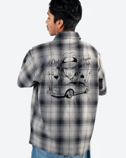 Dirty Ghetto Kids Players Club Embroidered Flannel Shirt| Tops