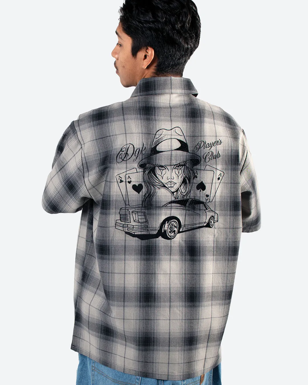Dirty Ghetto Kids Players Club Embroidered Flannel Shirt| Tops